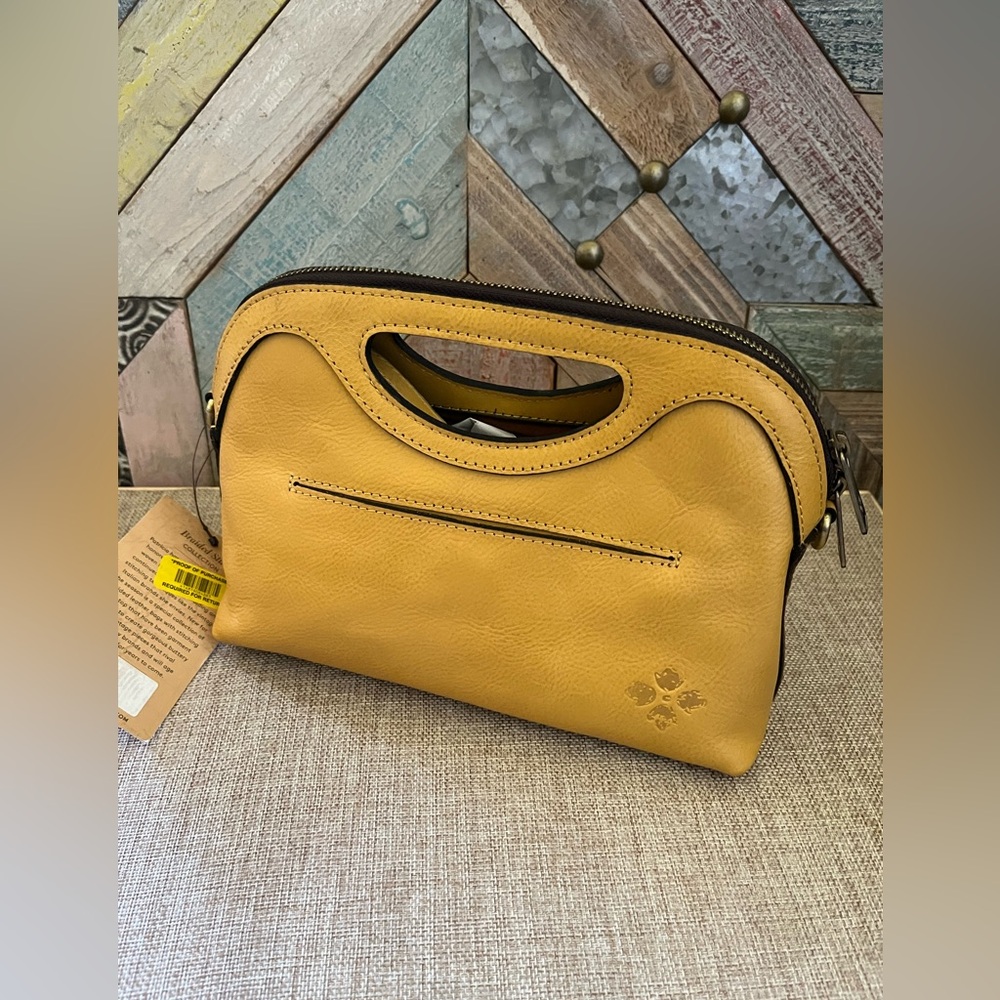 Patricia Nash Yellow Clutch with Woven Leather Design - Picture 3 of 6